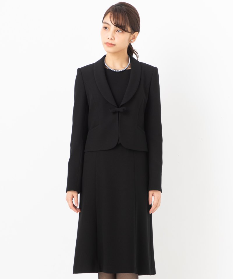 【美品】東京ソワール　ブラックフォーマル　ロングタイト　ラップ風スカート