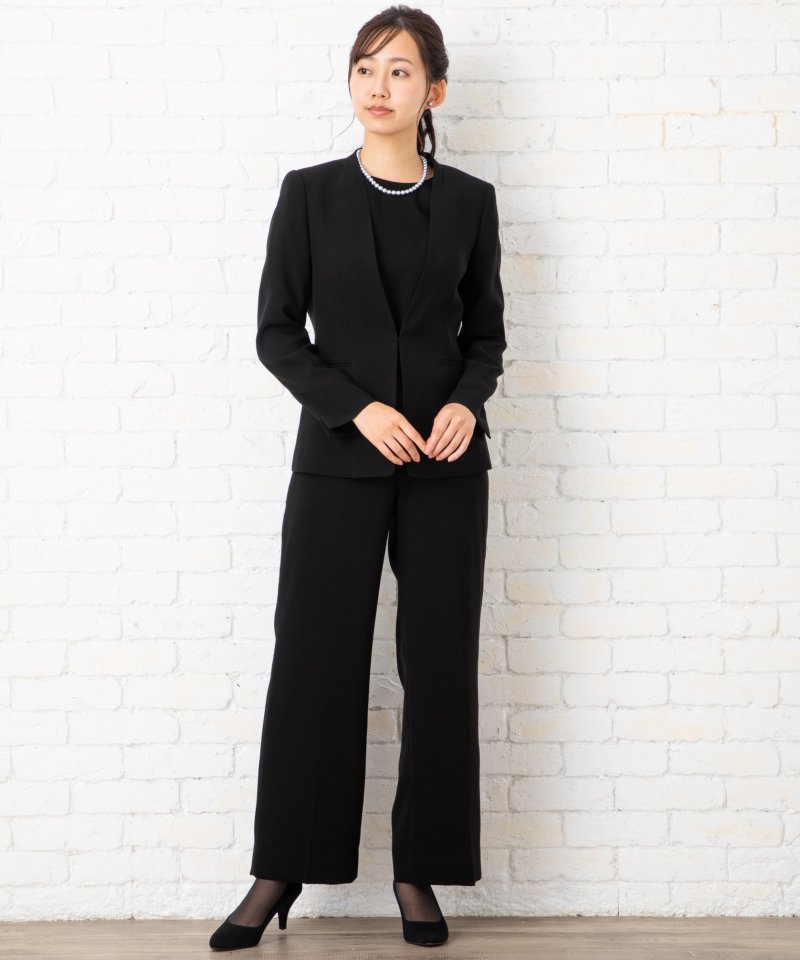 Aimer エメ カラーレスジャケットセミワイドパンツブラックフォーマル/L(11号)｜喪服・礼服のレンタルはCariru BLACK FORMAL