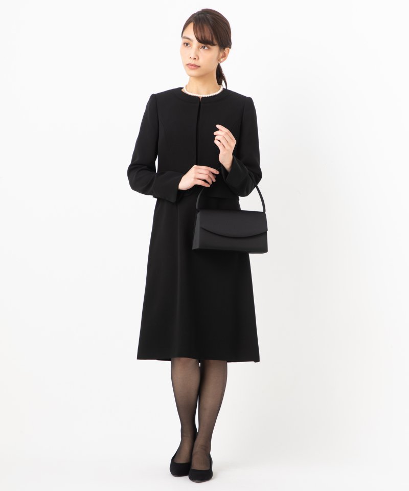 Select Shop サテン切り替えノーカラージャケットアンサンブル S 喪服 礼服のレンタルはcariru Black Formal
