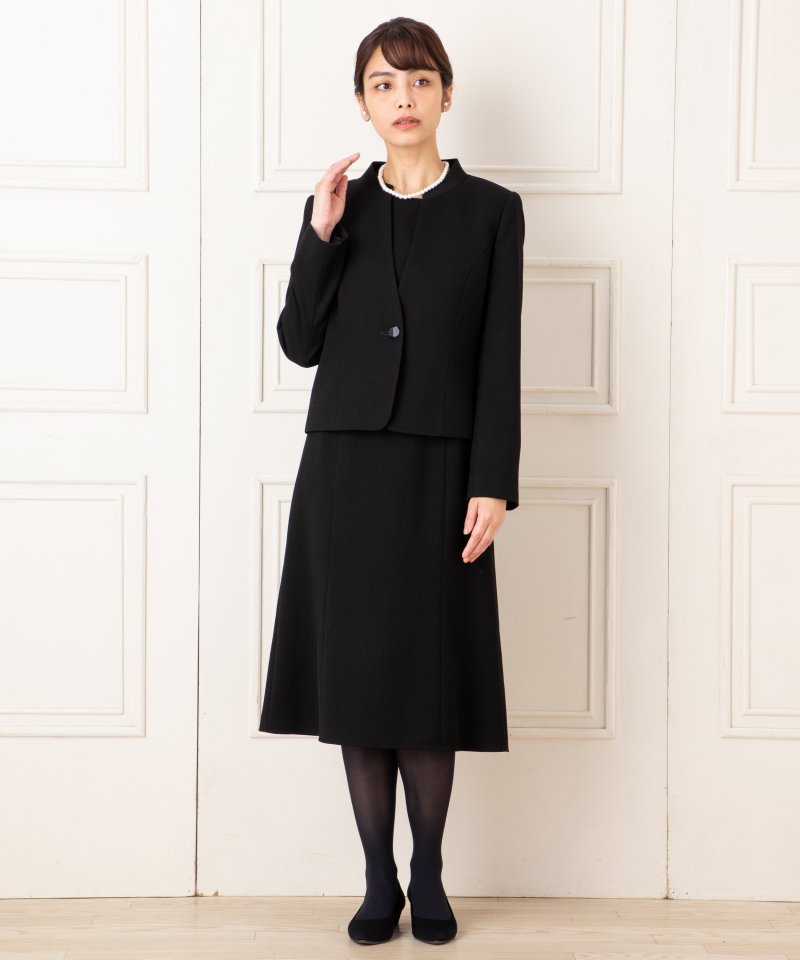東京ソワール スタンドカラージャケット&セミフレアワンピース/L｜喪服・礼服のレンタルはCariru BLACK FORMAL