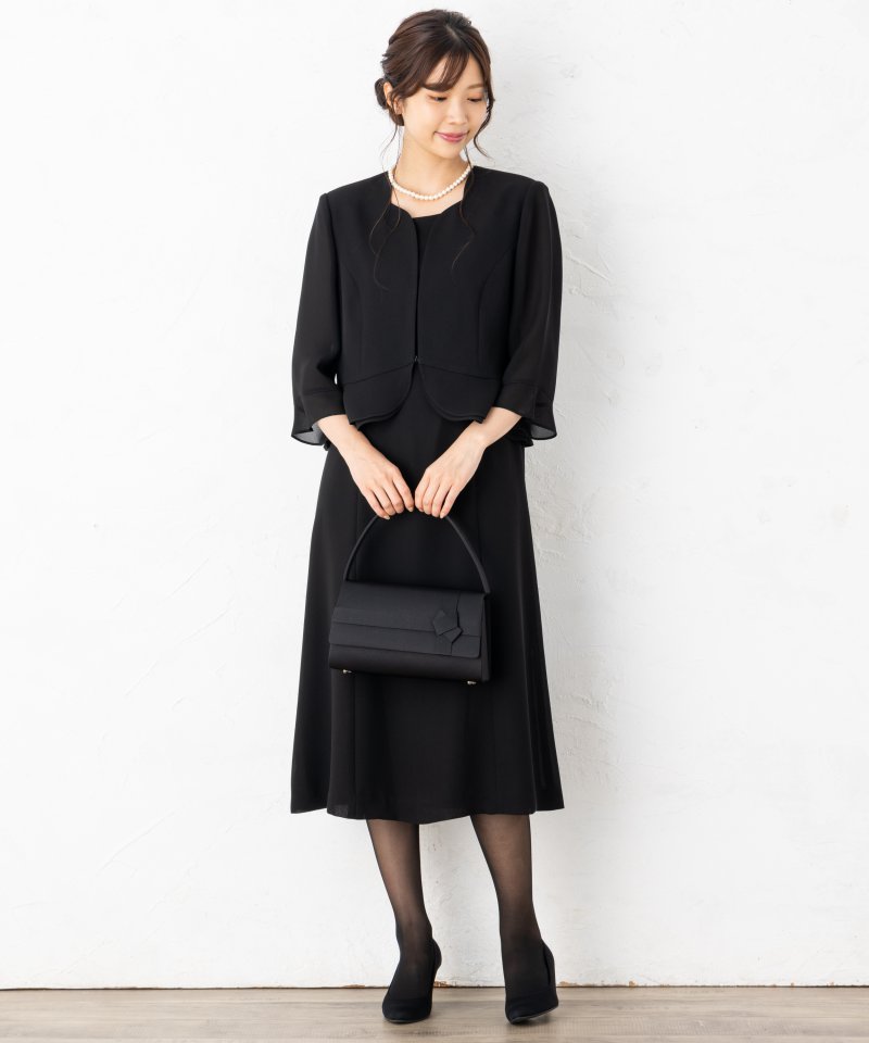 東京ソワール デザインネックペプラムボレロワンピース/S(9号)｜喪服・礼服のレンタルはCariru BLACK FORMAL