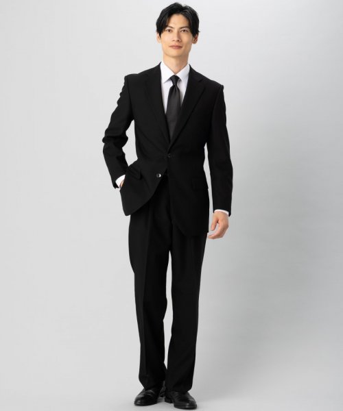 Select Shop  【メンズ夏喪服3点セット】ウール混紡シングルブレスト2Bスーツ&ネクタイセット/A6